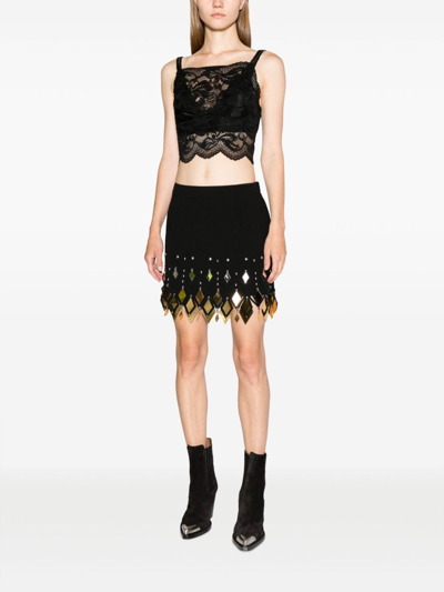 Shop Paco Rabanne Lace-detail Cropped Top In Black