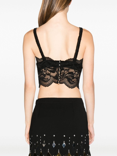 Shop Rabanne Lace-detail Cropped Top In Black