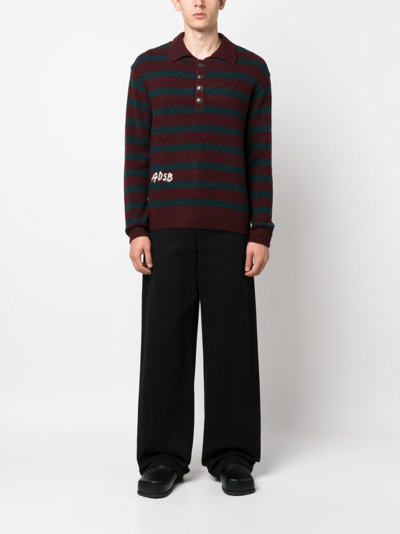 Shop Andersson Bell Logo-embroidered Striped Polo Shirt In Red