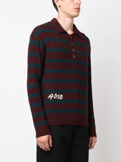 Shop Andersson Bell Logo-embroidered Striped Polo Shirt In Red