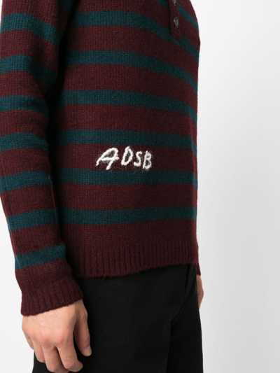 Shop Andersson Bell Logo-embroidered Striped Polo Shirt In Red