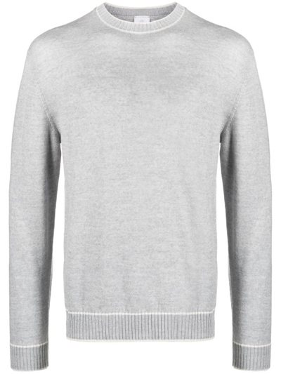 Shop Eleventy Striped-edge Wool Jumper In Grey