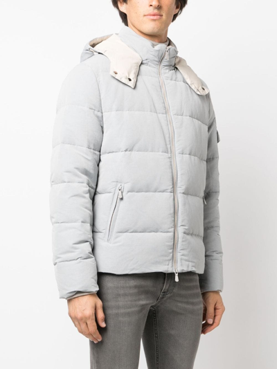 Shop Eleventy Hooded Zip-up Padded Jacket In Grey