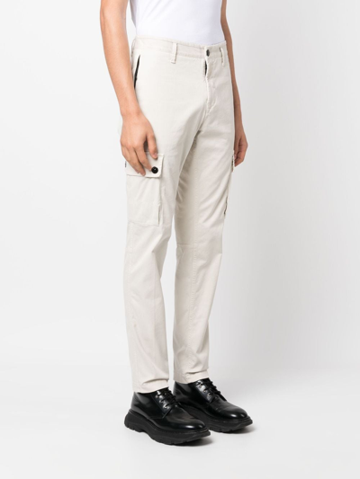 Shop Stone Island Compass-patch Slim Cargo Trousers In Neutrals