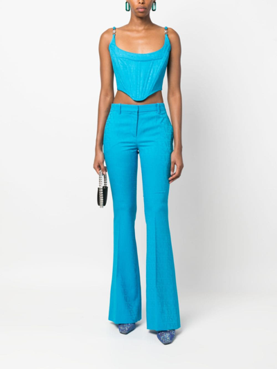 Shop Versace Allover Corset Top In Blue