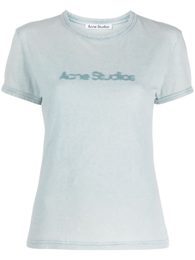 Shop Acne Studios Logo-print Cotton T-shirt In Blue