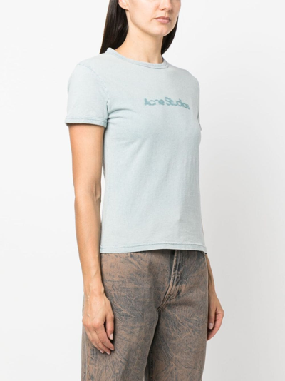 Shop Acne Studios Logo-print Cotton T-shirt In Blue