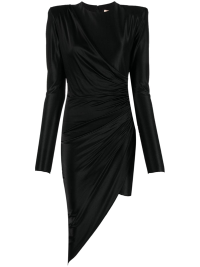Shop Alexandre Vauthier Gathered-effect Long-sleeve Minidress In Black