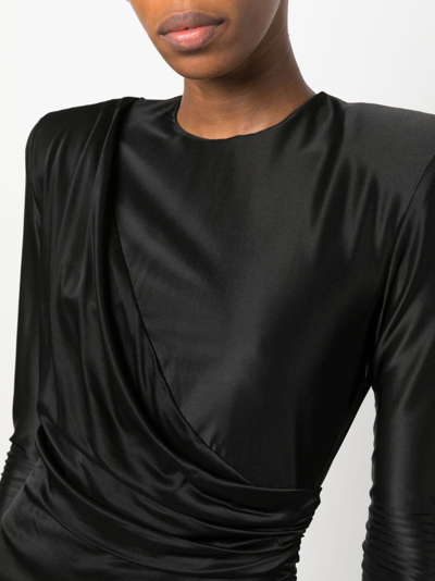 Shop Alexandre Vauthier Gathered-effect Long-sleeve Minidress In Black