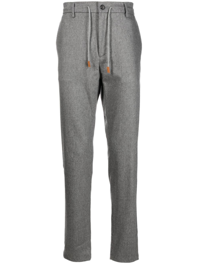 Shop Eleventy Wool-blend Straight-leg Trousers In Grey