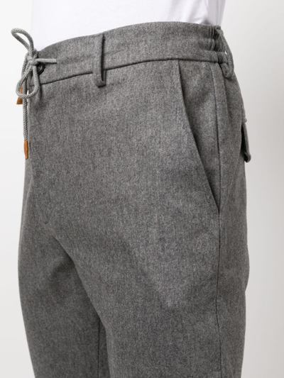 Shop Eleventy Wool-blend Straight-leg Trousers In Grey