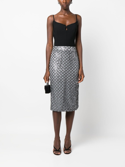 Shop Federica Tosi Sequin-embellished Midi Skirt In Grey