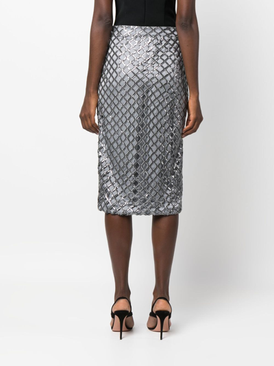 Shop Federica Tosi Sequin-embellished Midi Skirt In Grey