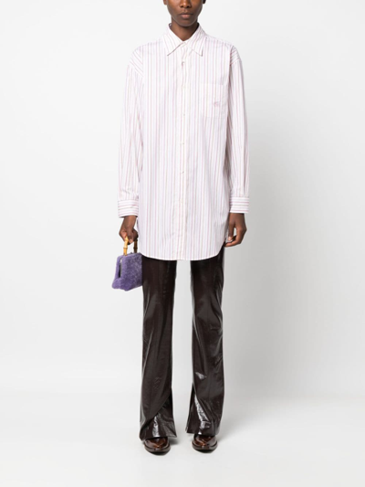 Shop Etro Pegaso-embroidered Striped Cotton Shirt In White