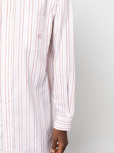 Shop Etro Pegaso-embroidered Striped Cotton Shirt In White