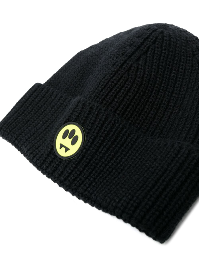 Shop Barrow Logo-patch Purl-knit Beanie In Black
