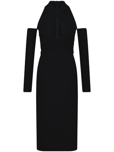 Shop Giambattista Valli Off-shoulder Knitted Dress In Black