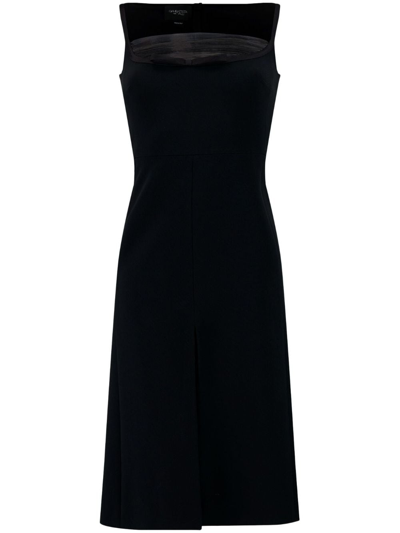 Shop Giambattista Valli Tulle-detail Crepe Midi Dress In Black