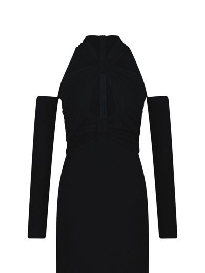 Giambattista Valli Twist Neck Knit Viscose Midi Dress In Black