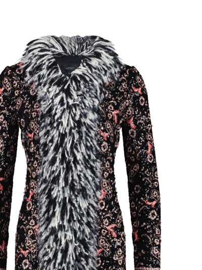 Giambattista Valli Popping Paisley Fringed Sequin Coat In Black