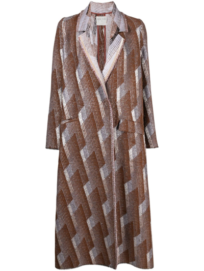Shop Forte Forte Graphic-print Maxi Coat In Brown