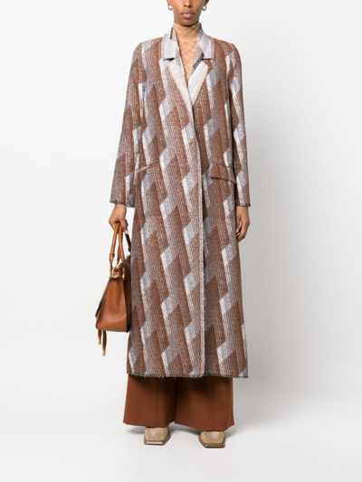 Shop Forte Forte Graphic-print Maxi Coat In Brown