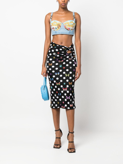 Shop Versace X Dua Lipa Butterflies-print Midi Skirt In Black