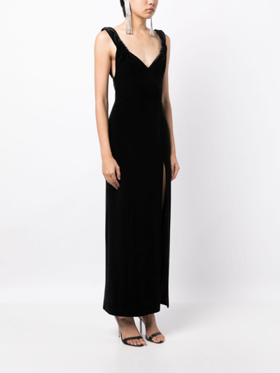 Shop Galvan Liza Velvet Maxi Dress In Black