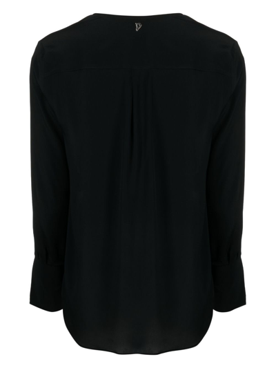 Dondup V-neck Logo-plaque Blouse In Black