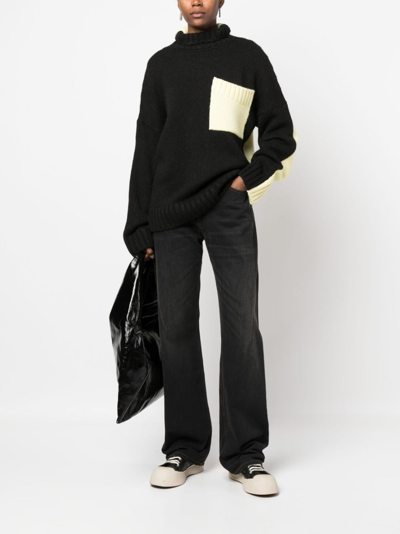 Shop Jw Anderson Logo-embroidered Roll-neck Jumper In Black