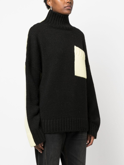 Shop Jw Anderson Logo-embroidered Roll-neck Jumper In Black