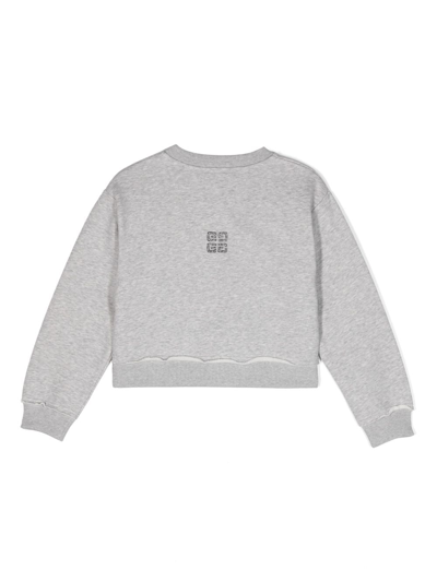 Shop Givenchy Logo-embroidered Crew-neck Sweatshirt In Grey