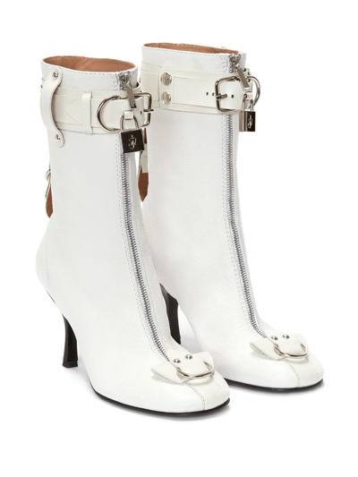 Jw Anderson Padlock Ankle Boots In White
