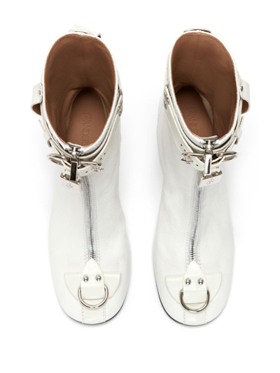 Jw Anderson Padlock Ankle Boots In White