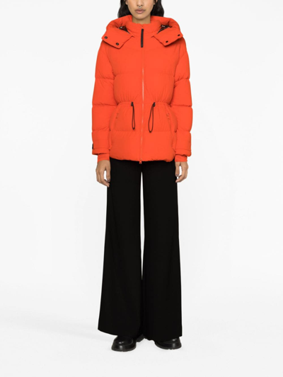 Woolrich Matt Hooded Down Jacket In Orange
