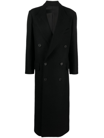 Shop Armarium Double-breasted Button-up Coat In Black