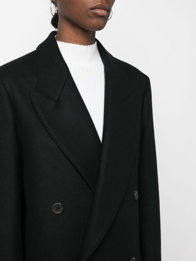 Shop Armarium Double-breasted Button-up Coat In Black