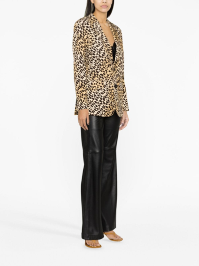 Shop Dsquared2 Leopard-print Single-breasted Blazer In Brown