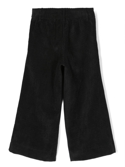 Shop Monnalisa Wide-leg Corduroy Trousers In Black