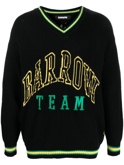 Shop Barrow Intarsia-logo Knitted Jumper In Black