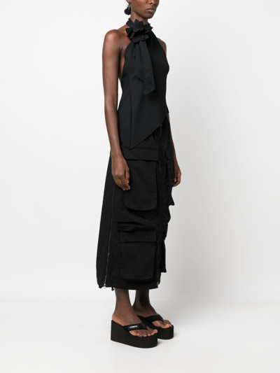 Shop Coperni Floral-appliqué Backless Asymmetric Top In Black