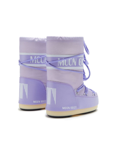 Shop Moon Boot Icon Logo-tape Snow Boots In Purple