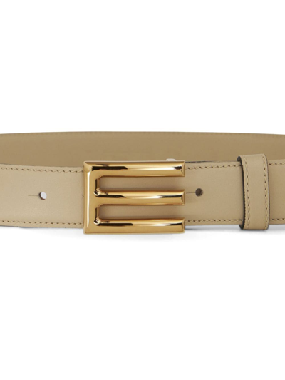 Etro Logo-buckle Leather Belt In Neutrals
