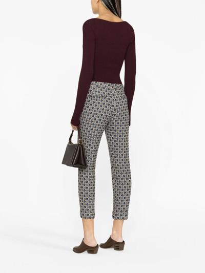 Shop Etro Floral-jacquard Cropped Trousers In Blue