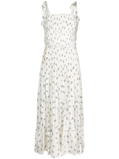 Shop Polo Ralph Lauren Pleated Floral-print Dress In White
