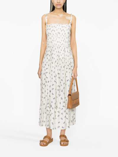 Shop Polo Ralph Lauren Pleated Floral-print Dress In White