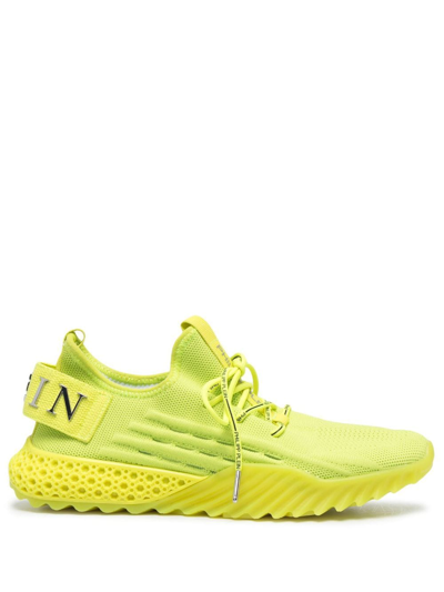 Shop Philipp Plein Runner Iconic Lace-up Sneakers In "29 Yellow Fluo"