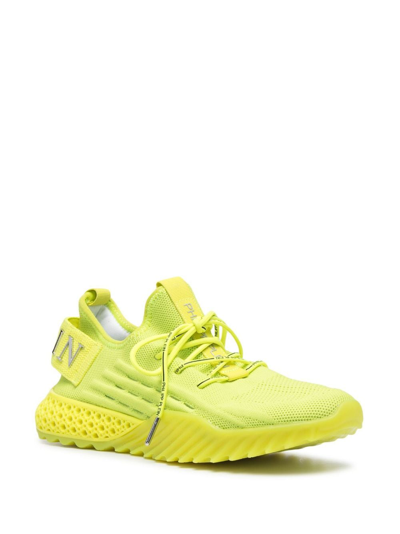 Shop Philipp Plein Runner Iconic Lace-up Sneakers In "29 Yellow Fluo"