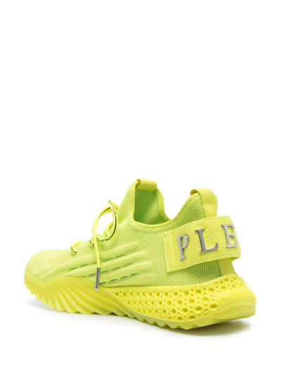 Shop Philipp Plein Runner Iconic Lace-up Sneakers In "29 Yellow Fluo"