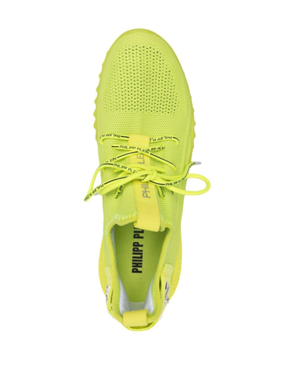 Shop Philipp Plein Runner Iconic Lace-up Sneakers In "29 Yellow Fluo"